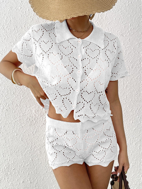 Damen luftiges Häkel-Set mit dekorativen Cut-Outs R&B