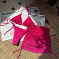 Damen Bikini-Set mit verstellbaren Bändern und lässigem Überrock R&B