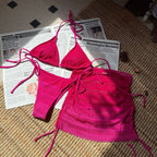 Damen Bikini-Set mit verstellbaren Bändern und lässigem Überrock R&B