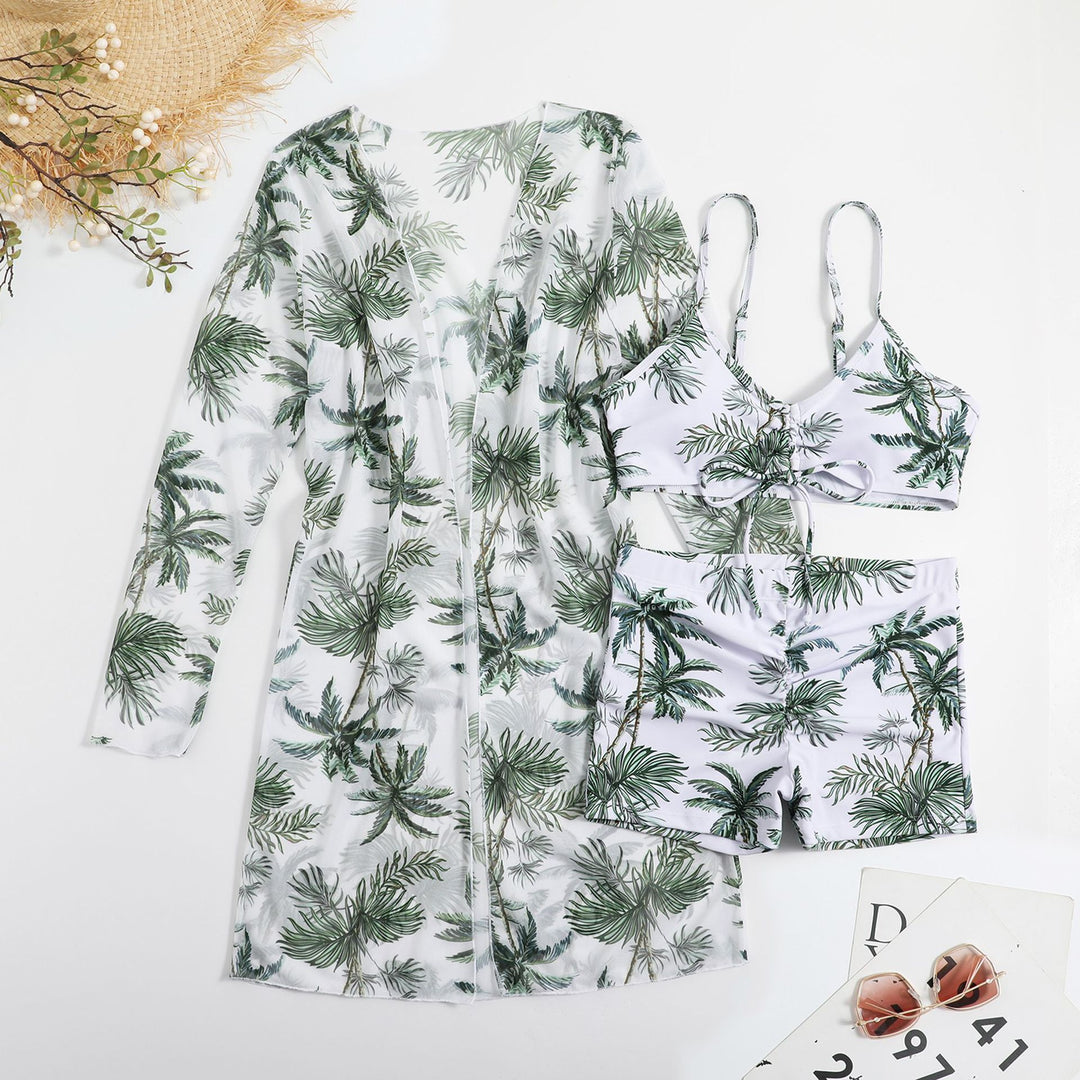 Damen Bikiniset mit floralem Oberteil und luftiger Wickeljacke R&B