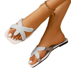 Damen Zehentrenner-Sandalen mit funkelndem Riemendesign R&B