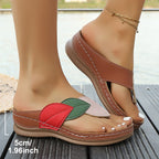 Damen Bequeme Zehentrenner-Sandalen mit floralem Design und rutschfester Sohle R&B