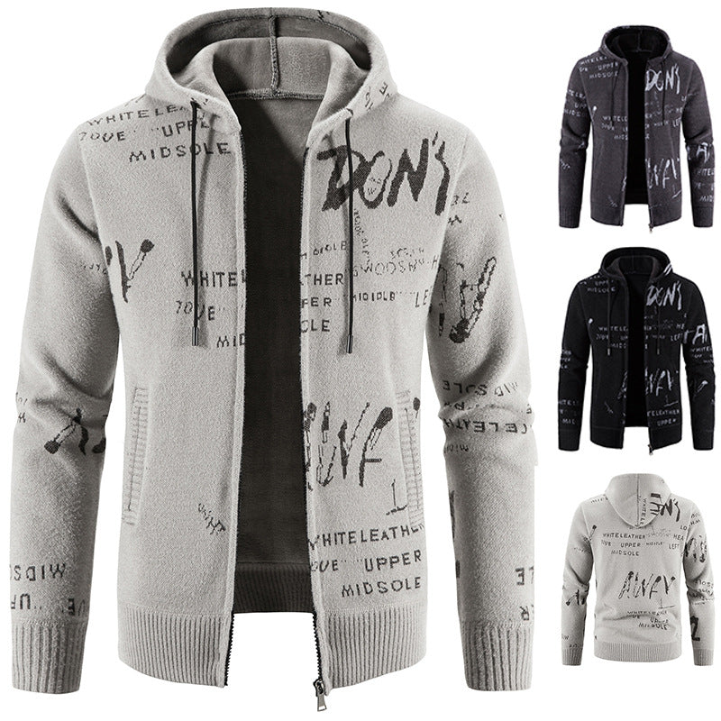 Herren Kapuzenjacke mit grafischem Print und hochelastischen Eigenschaften