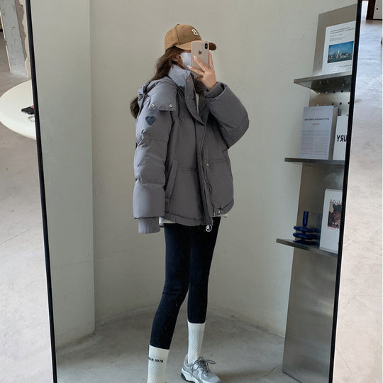Damen Wattierte Winterjacke mit großzügigem Schnitt und hohem Kragen R&B