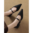 Damen stilvolle Sling-Pumps mit schmalem Riemen und leichtem Blockabsatz