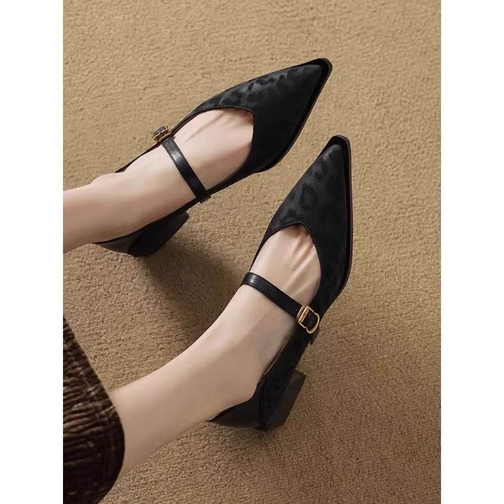 Damen stilvolle Sling-Pumps mit schmalem Riemen und leichtem Blockabsatz