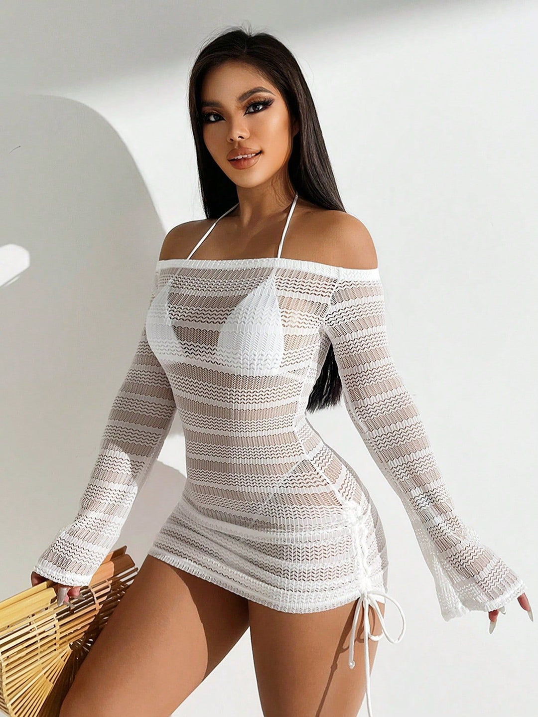 Damen Off-Shoulder Strandkleid R&B