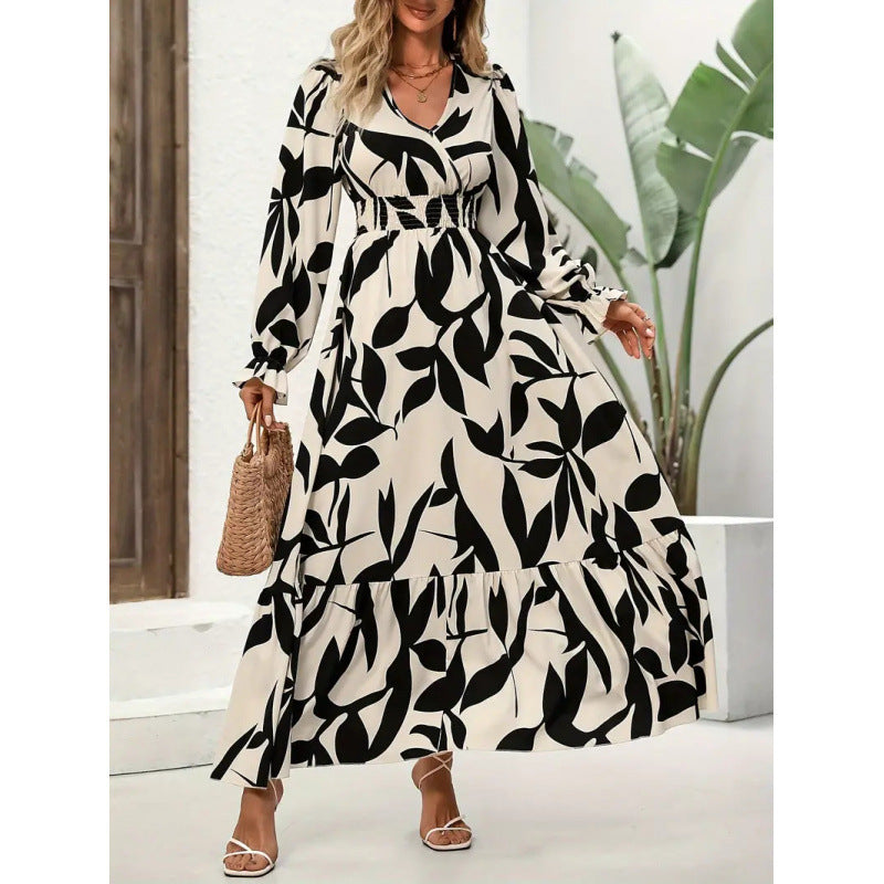 Damen Maxikleid mit floralem Muster und voluminösem Saum R&B