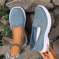 Damen Bequeme Slip-On Schuhe mit atmungsaktiver Strickoberfläche und floralem Muster R&B
