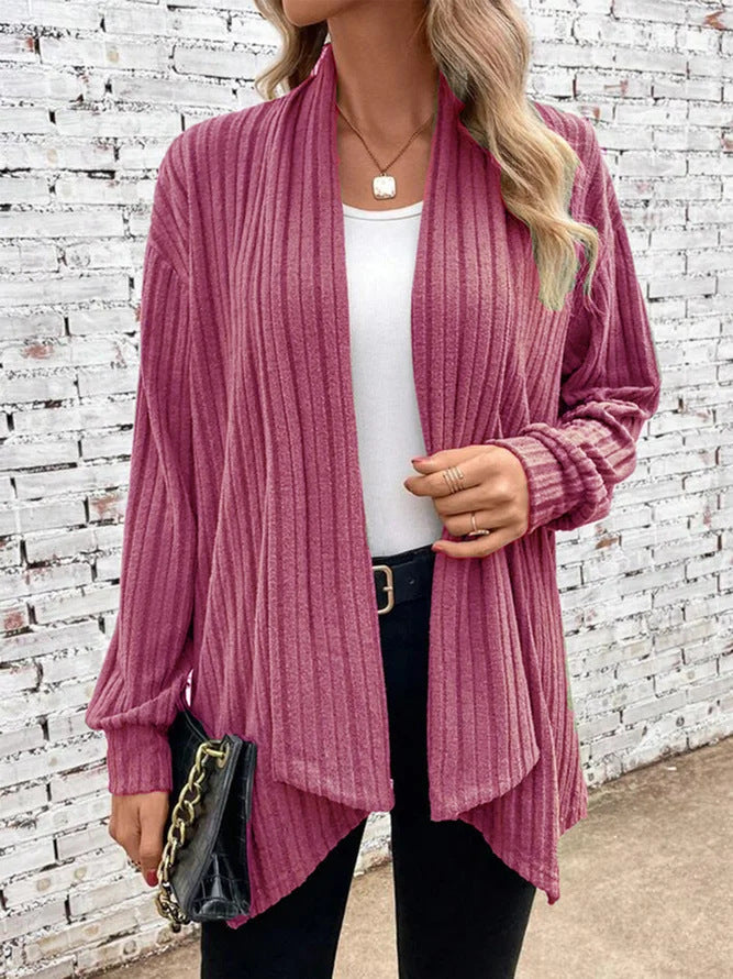 Damen offener Strickcardigan mit vertikalen Streifen R&B