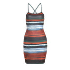 Damen Bodycon Kleid mit verführerischem Streifenmuster und feinen Spaghettiträgern R&B