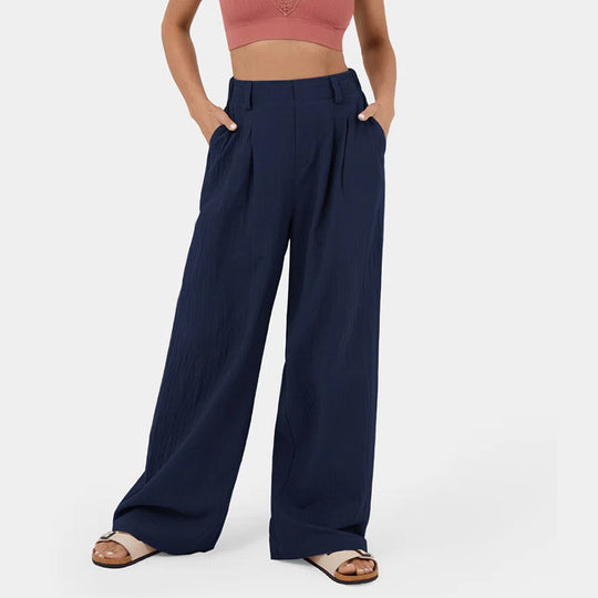 Damen Weite Chinohose mit elegantem Faltenwurf und seitlichen Taschen R&B