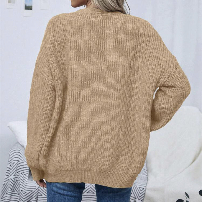 Damen Großer Strickcardigan mit voluminösen Ärmeln und eleganter Struktur R&B