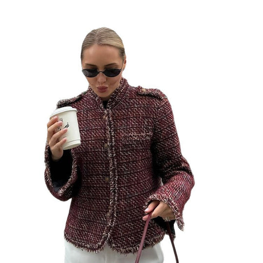 Damen modische Tweedjacke mit edlen Details R&B