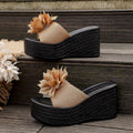 Damen Wedge-Pantoletten mit floralem Design und rutschfester Sohle