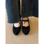 Damen Elegante Ballerinas mit funkelnden Nieten und bequemer Sohle
