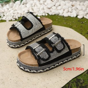 Damen Plattform-Sandalen mit modischem Doppelriemen R&B