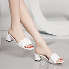 Damen trendige Blockabsatz-Sandalen mit Raffungen R&B
