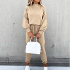 Damen Lässiges und elegantes Sweater-Set mit hohem Kragen