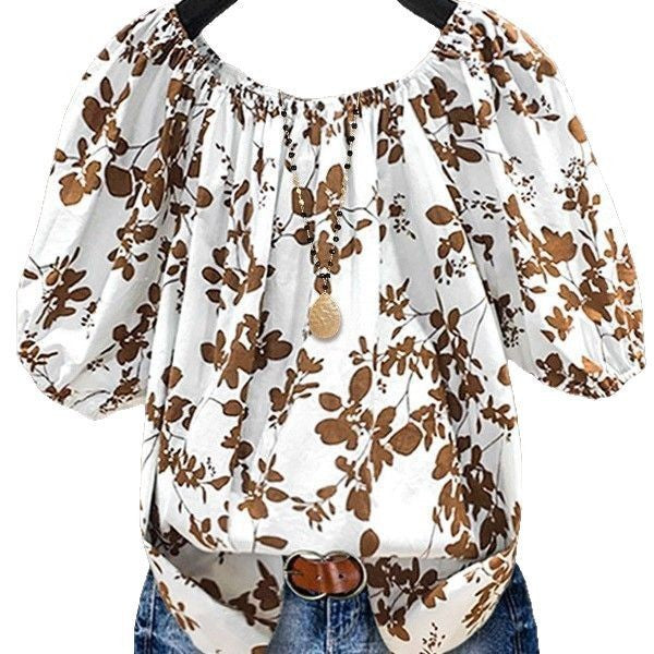 Damen Bluse mit Puffärmeln und Blumenmuster R&B