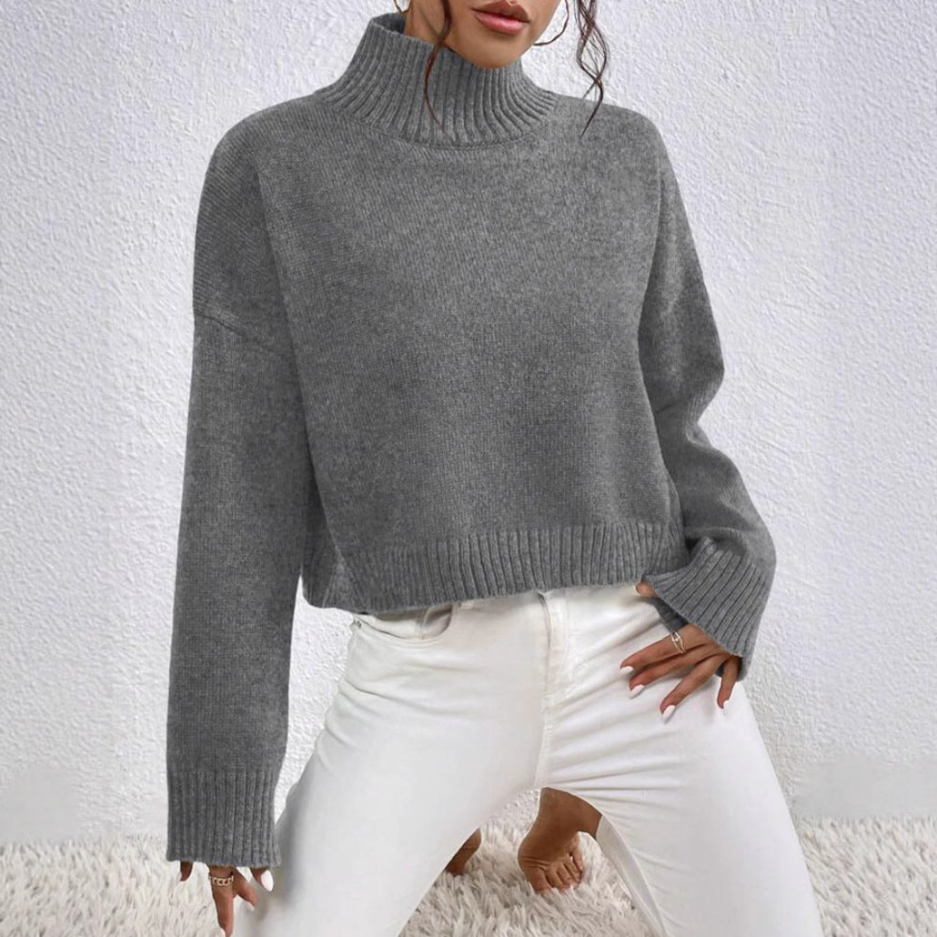 Damen modischer Kragenpullover aus weicher Wolle