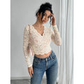 Damen transparenter Longsleeve aus Spitze R&B