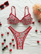 Damen Triangel-Bikini-Set mit floralem Muster und komfortablem Schnitt R&B