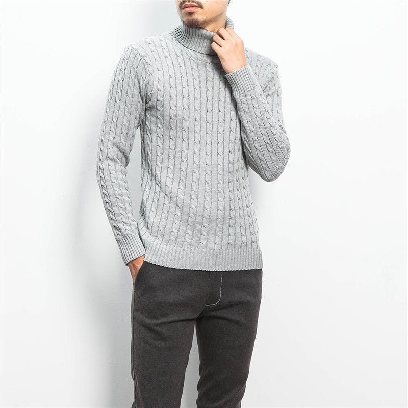 Herren nan Feinstrick-Rollkragenpullover mit Zopfmuster und schmaler Silhouette R&B