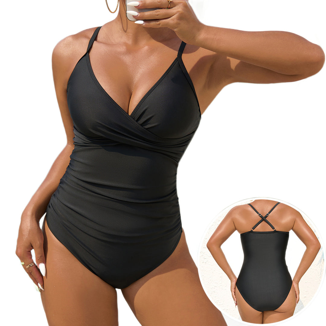 Damen Einteiliger Badeanzug mit raffiniertem Wickeldesign R&B