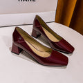 Damen Elegante Blockabsatz-Pumps mit quadratischer Zehenpartie und hochglänzender Oberfläche R&B