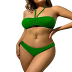 Damen Bandeau-Bikini mit elastischen Trägern und raffiniertem Wickeldetail R&B