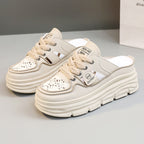 Damen Chunky Slipper mit modischem Schnürsenkel-Design und atmungsaktiver Obermaterialkombination R&B