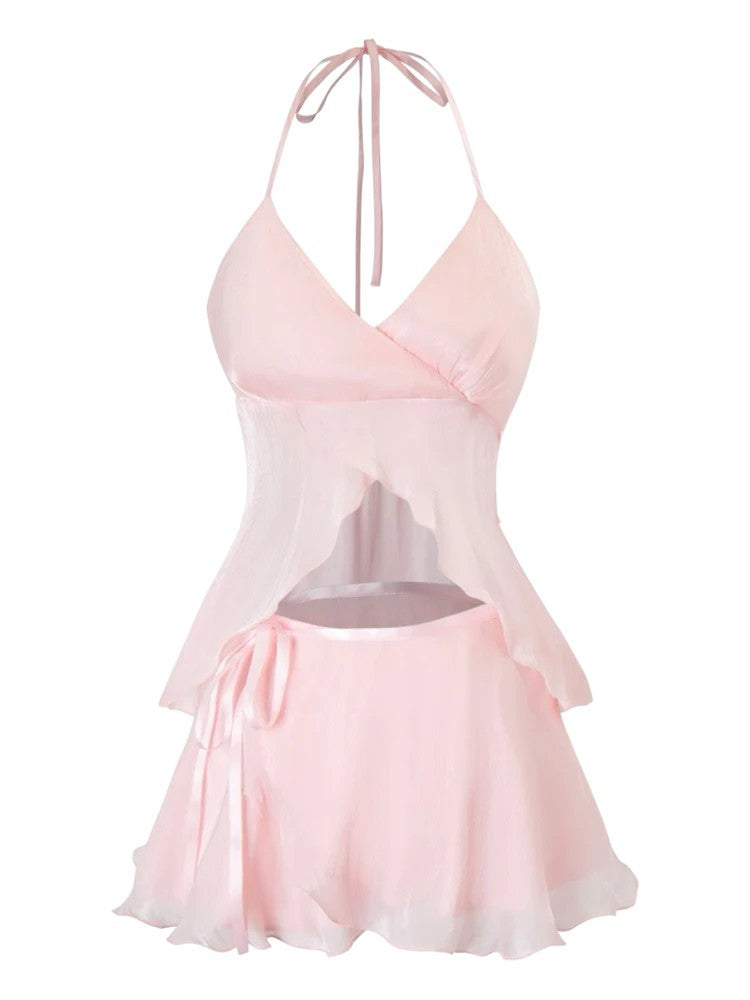 Damen verspieltes Crop-Top und kurzer Rock R&B