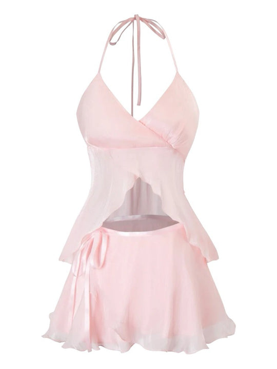 Damen verspieltes Crop-Top und kurzer Rock R&B