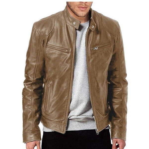 Herren Robuste Leder Bikerjacke
