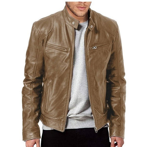 Herren Robuste Leder Bikerjacke