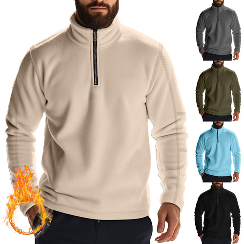 Herren Fleece-Pullover mit hohem Kragen und praktischer Reißverschlussöffnung R&B