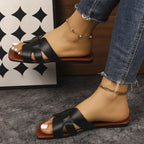 Damen Flache Riemchensandalen aus hochwertigem Leder R&B