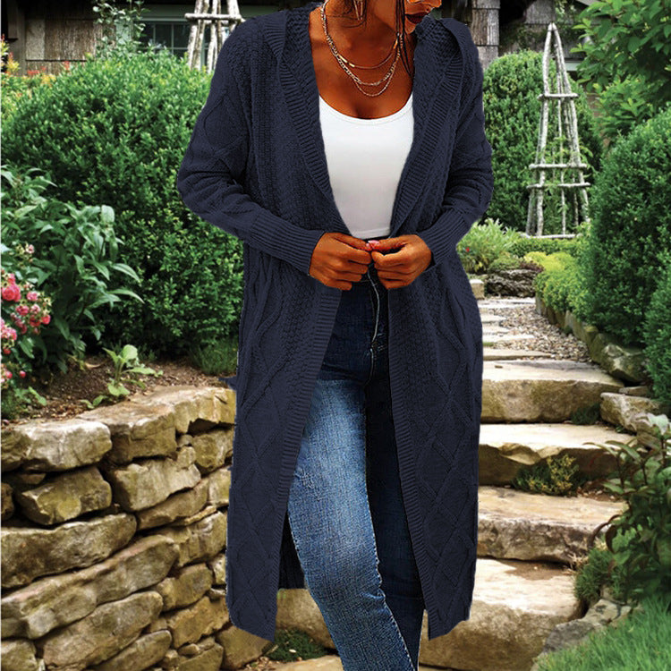 Damen Strickmantel mit offenem Schnitt und strukturiertem Zopfmuster R&B