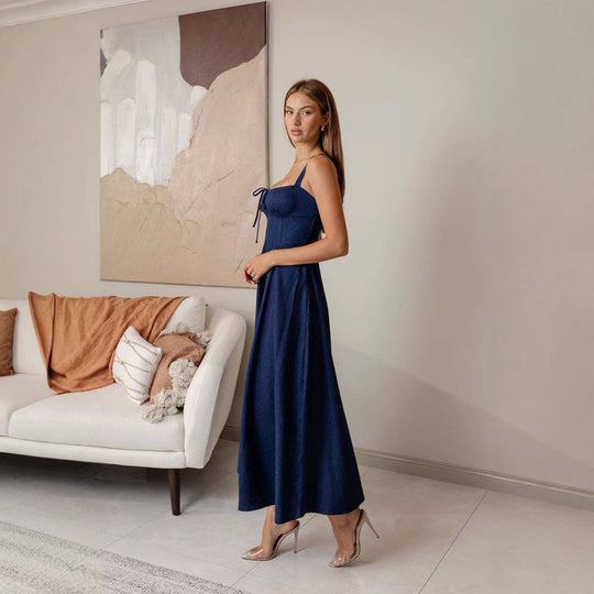 Damen Maxikleid mit schmeichelhaftem Schnitt und dekorativen Rüschendetails R&B