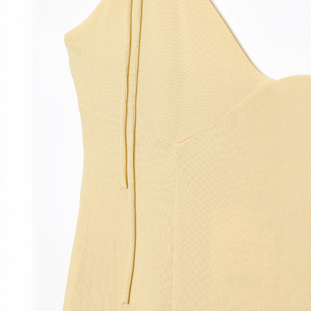 Damen Maxikleid mit voluminösen Rüschendetails und verstellbaren Spaghetti-Trägern R&B