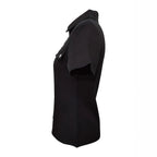 Damen Kurzarm-Bluse mit modischem Reißverschluss und dekorativen Taschen