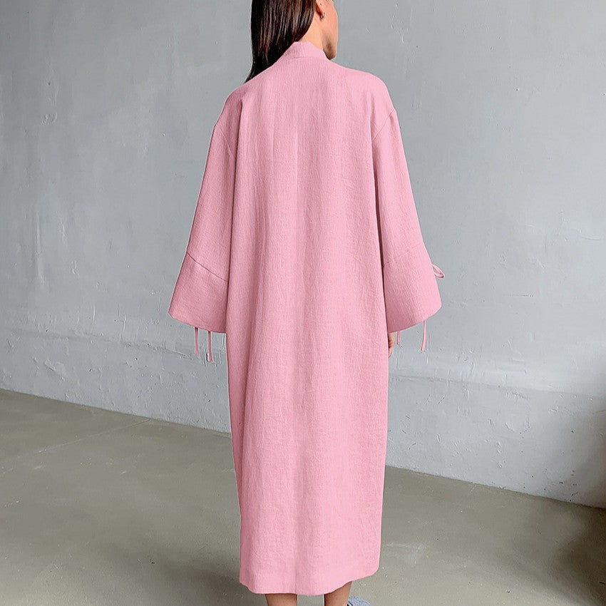 Damen Kimono-Style Morgenmantel mit verspieltem Rüschendetail R&B