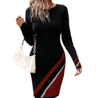 Damen Figurbetontes Strickkleid mit asymmetrischem Design R&B