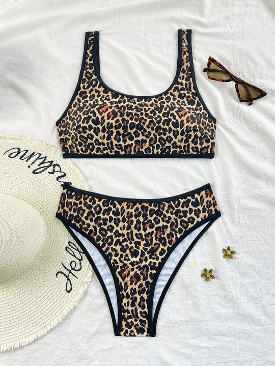 Damen Sportlicher Bikini im Leo-Look R&B