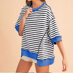 Damen Oversized Streifenpullover R&B