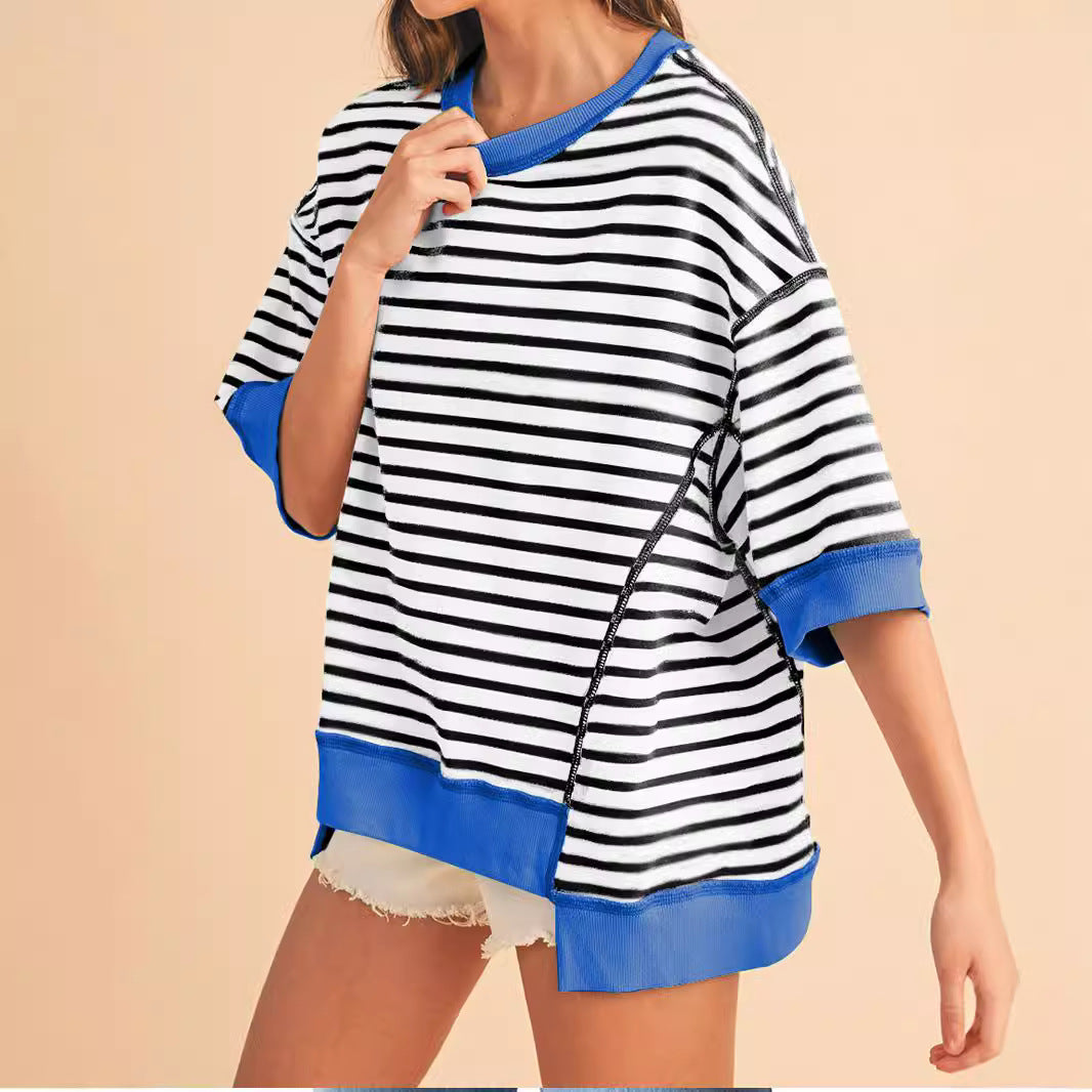 Damen Oversized Streifenpullover R&B