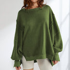 Damen Oversized Sweatshirt mit kreativem Saumdesign