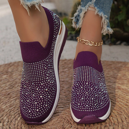 Damen Glitzernde Slip-On Sneakers mit atmungsaktivem Obermaterial und modischem Design R&B