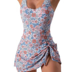 Damen Modischer Schwimmanzug mit floralem Design und Raffung R&B